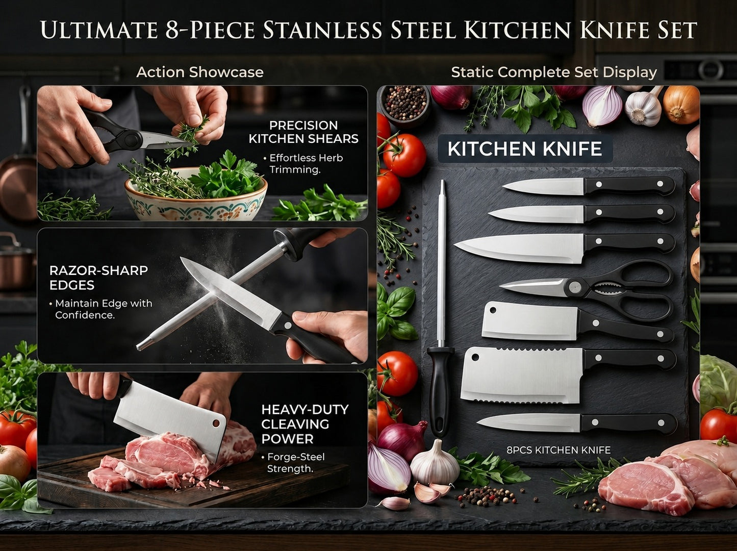 ⚡ Kitchen Mein Speed Badhani Hai? Ye 8 Pcs Knife Set Hai Perfect Choice! 🔥