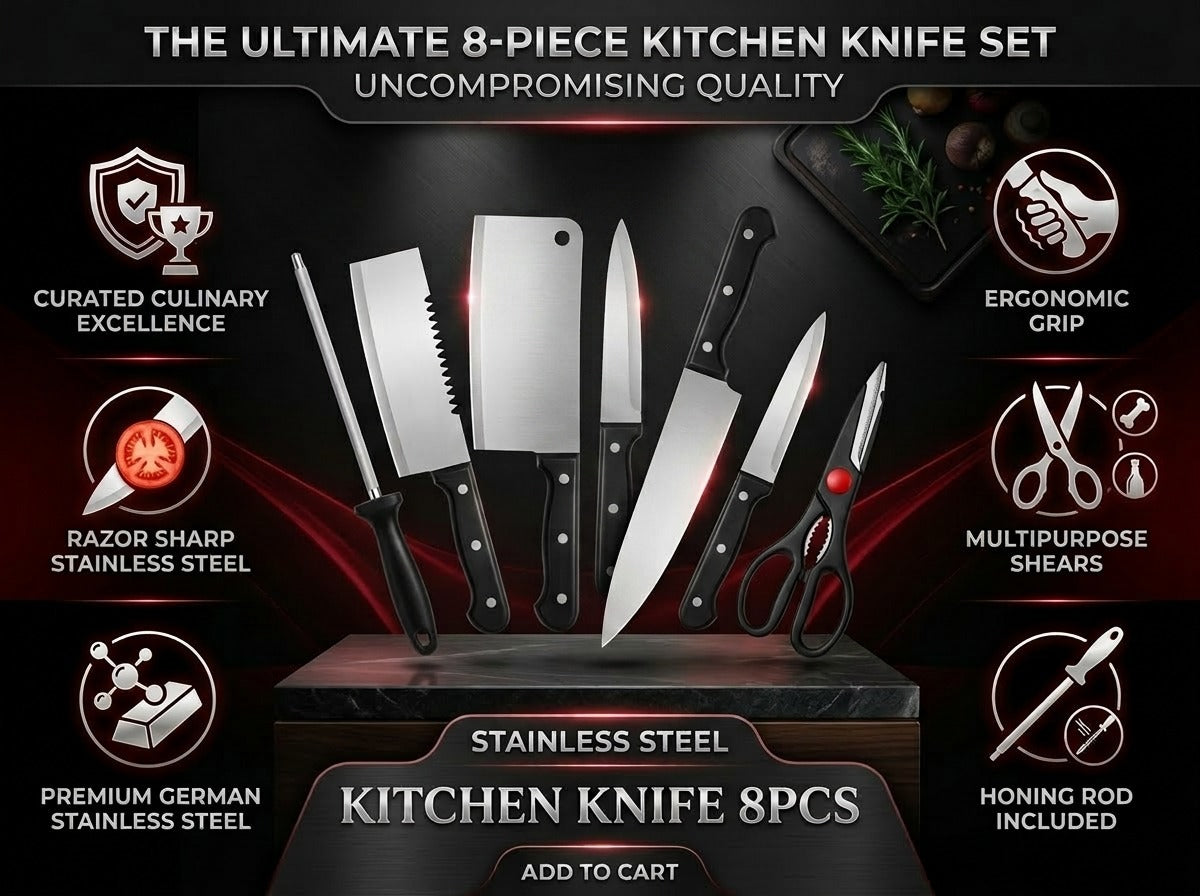 ⚡ Kitchen Mein Speed Badhani Hai? Ye 8 Pcs Knife Set Hai Perfect Choice! 🔥